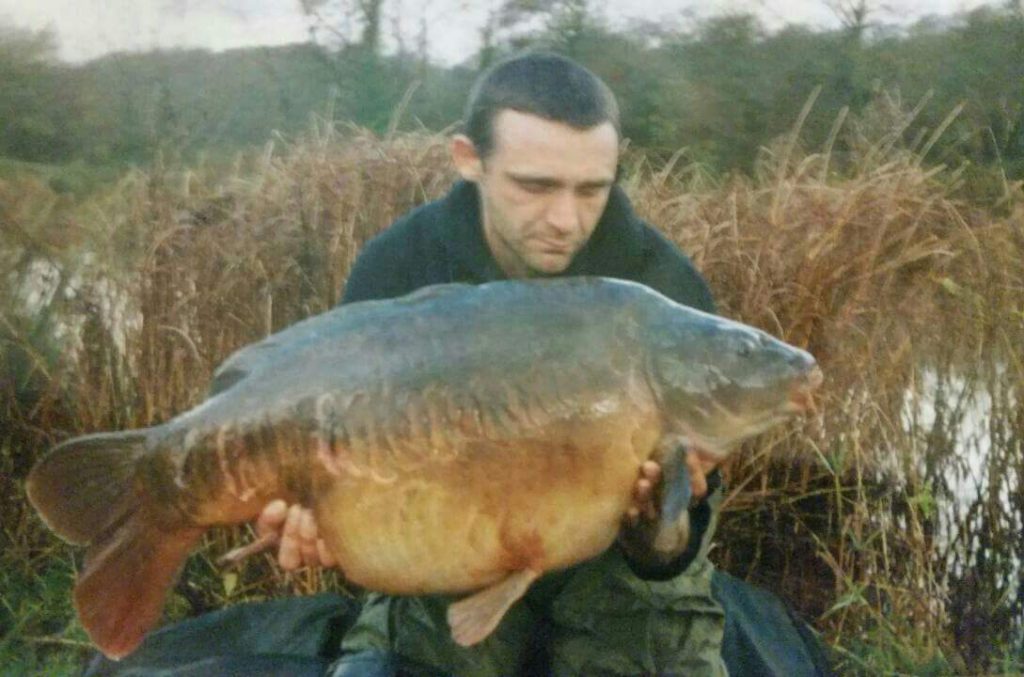 30lb mirror carp caught from Johns Lake at Hartsmoor Fishery in Devon